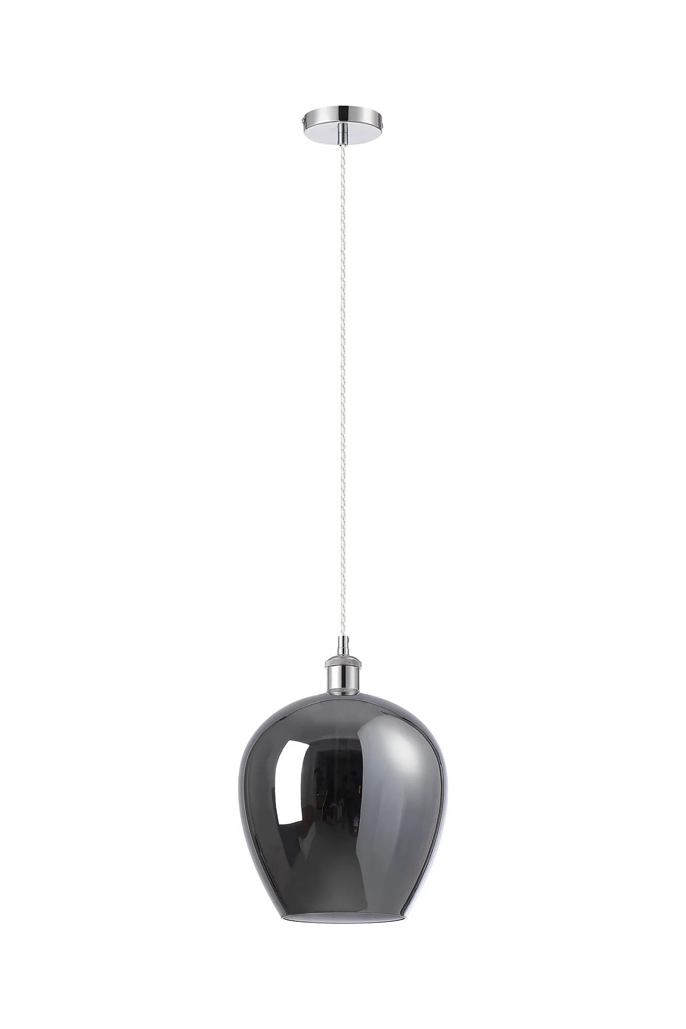 Cawdor Single Pendant, 1 Light E27, Polished Chrome/Clear/Chrome Wine Glass DK1103  Deco Cawdor